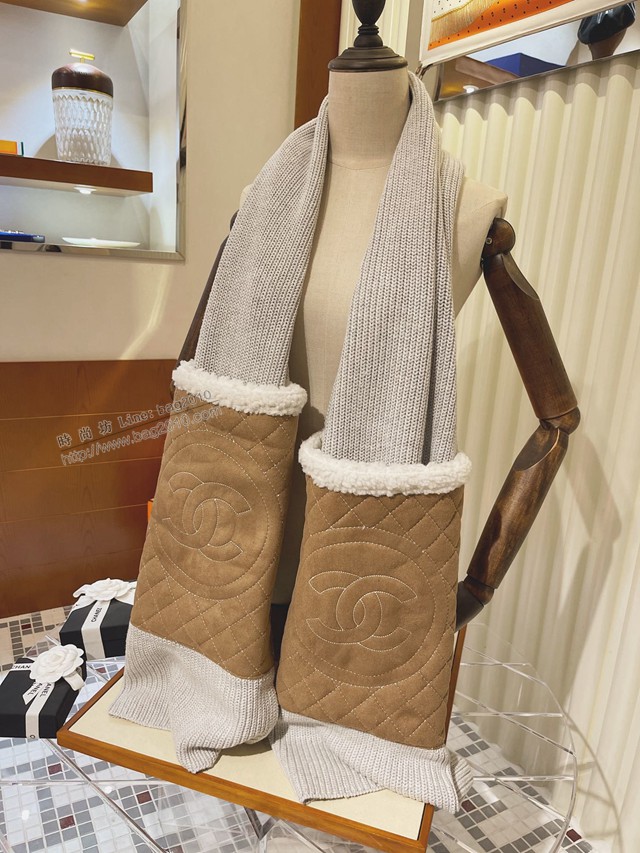 CHANEL專櫃新款女士圍巾 香奈兒口袋裝飾精紡羊毛羊絨針織披肩圍巾  mmj1152